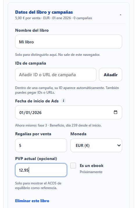Campañas vinculadas a un libro en BookBid Assistant
